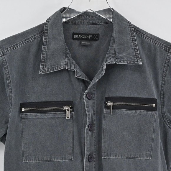 BLANKNYC Womens 100% Cotton Gray Romper Utility Zip Elastic Waist Size Medium - Picture 2 of 8